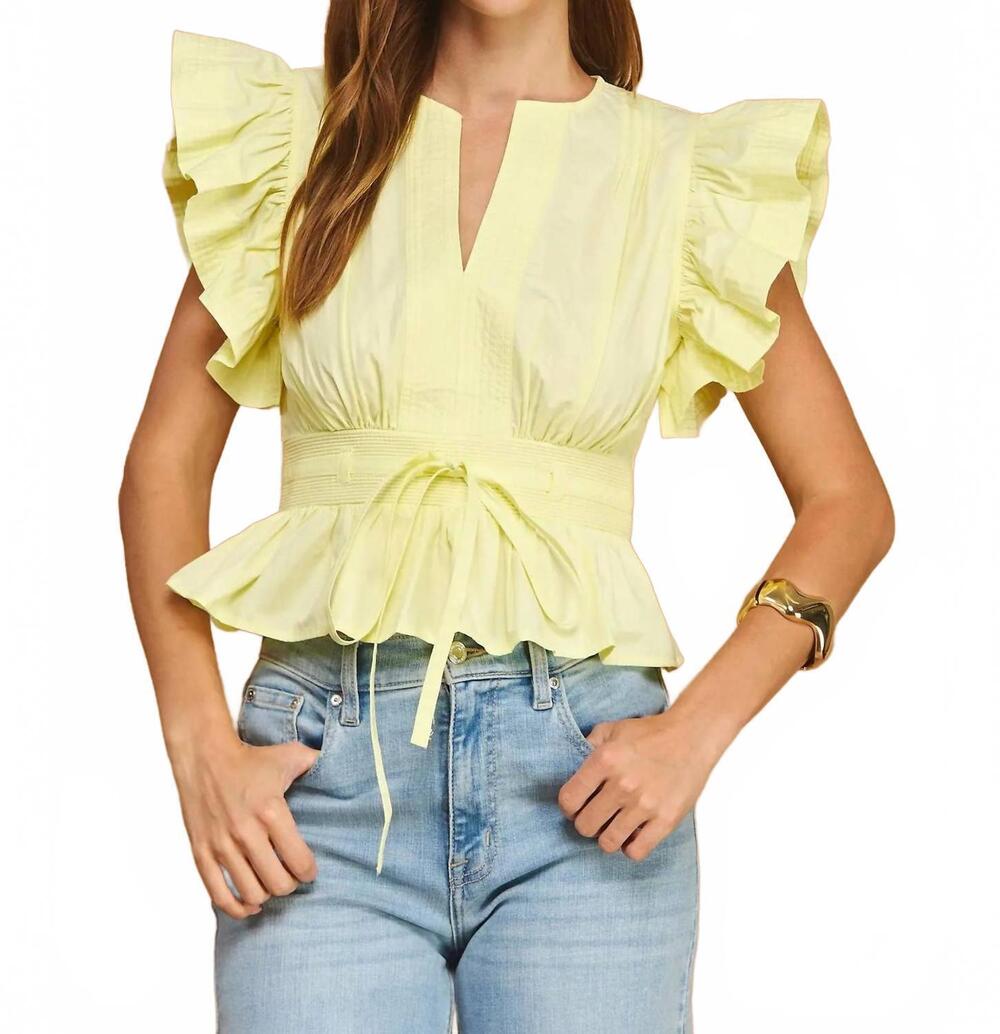 NEW STRUT & BOLT the flutter blouse in butter